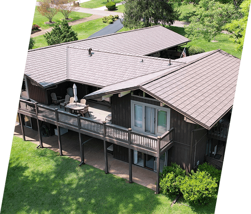 aerial photo of a home with a new roof